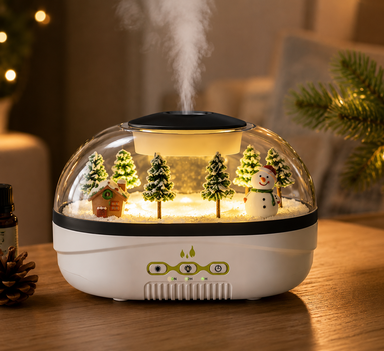 Diffuseur d'arômes Boule à Neige – Humidificateur ultrasonique avec veilleuse LED