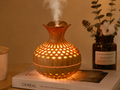 Diffuseur d'arômes vase en bois – Humidificateur d'huiles essentielles ultrasonique avec lumière LED
