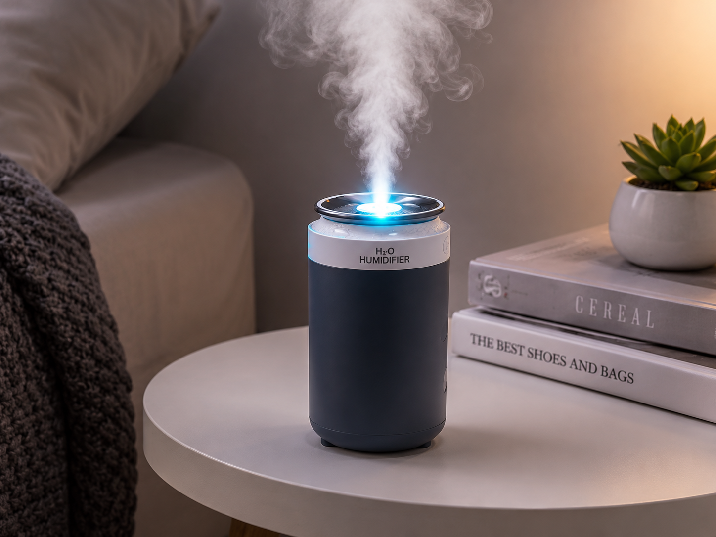 Diffuseur d'arôme portable en forme de canette – Humidificateur d'huiles essentielles USB avec lumière LED