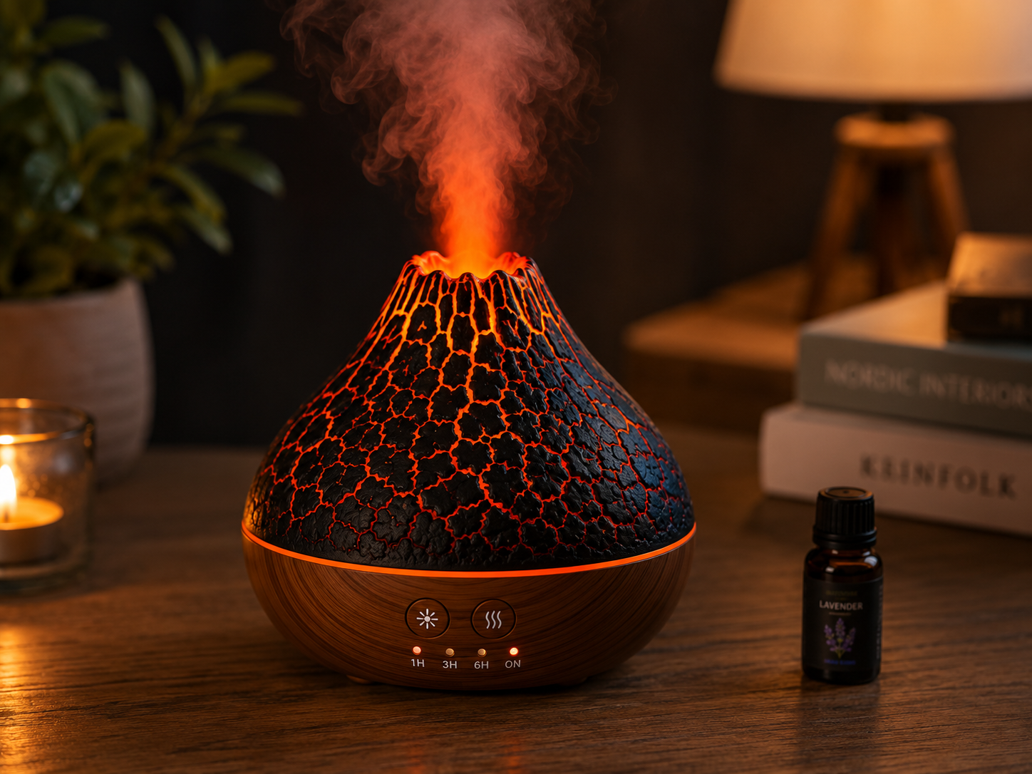 Diffuseur d'arôme Volcano Mist – Humidificateur ultrasonique d'huiles essentielles avec lumière LED