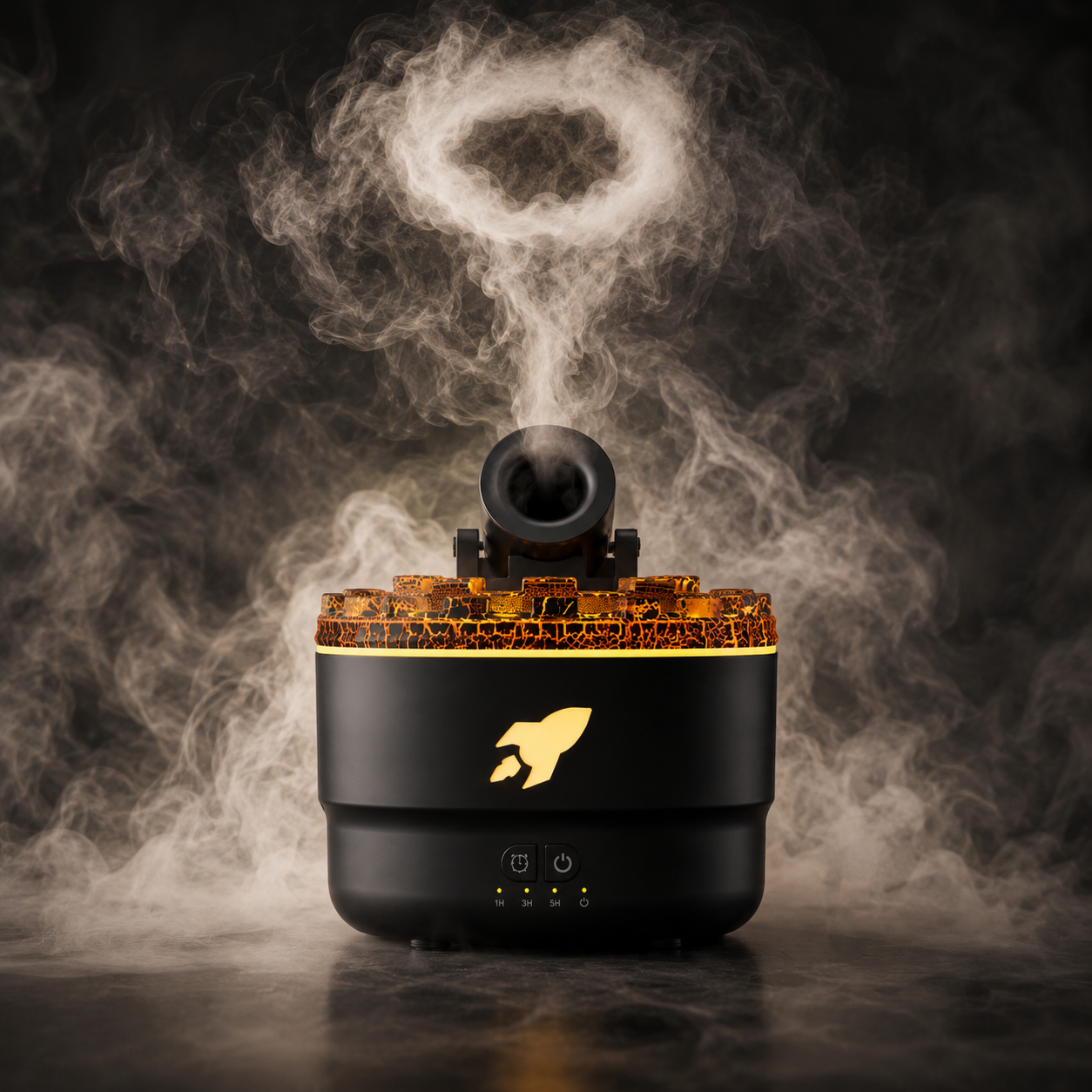 Diffuseur d'arôme flamme volcanique Humidificateur à anneau de fumée avec lumière crépitante