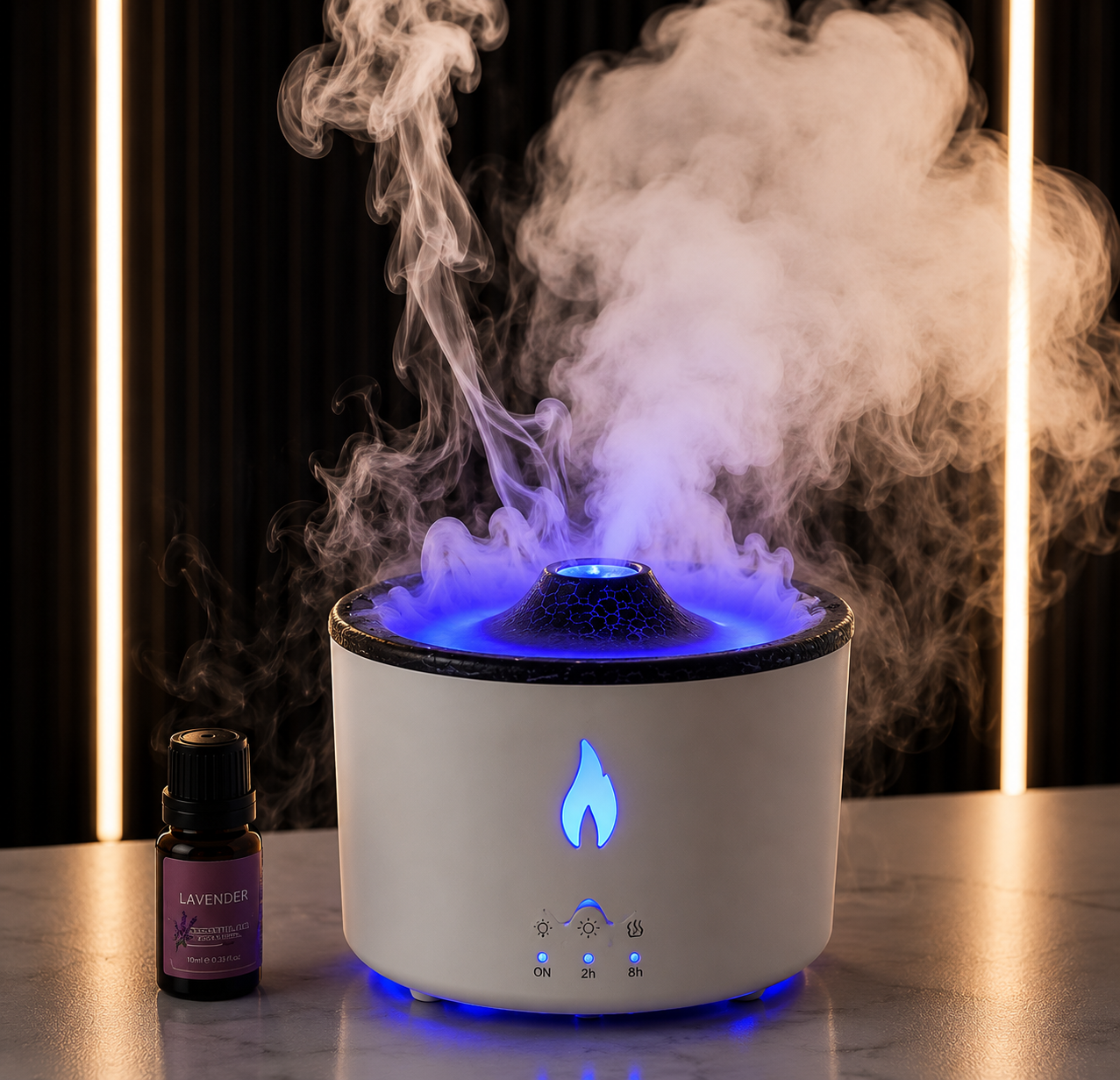Diffuseur d'arôme flamme volcan 360 ml humidificateur à anneau de fumée