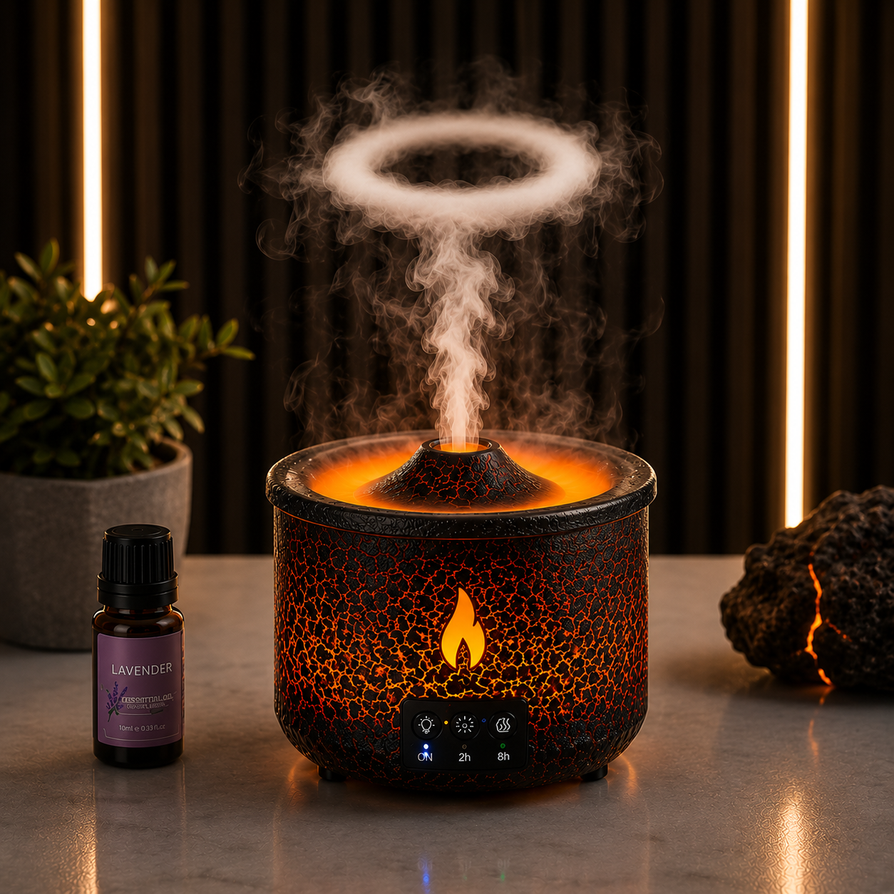 Diffuseur d'arôme flamme volcan 360 ml humidificateur à anneau de fumée
