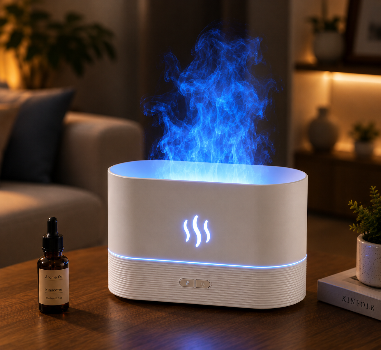 Diffuseur d'arôme USB Flamme Humidificateur de bureau avec lumière 7 couleurs