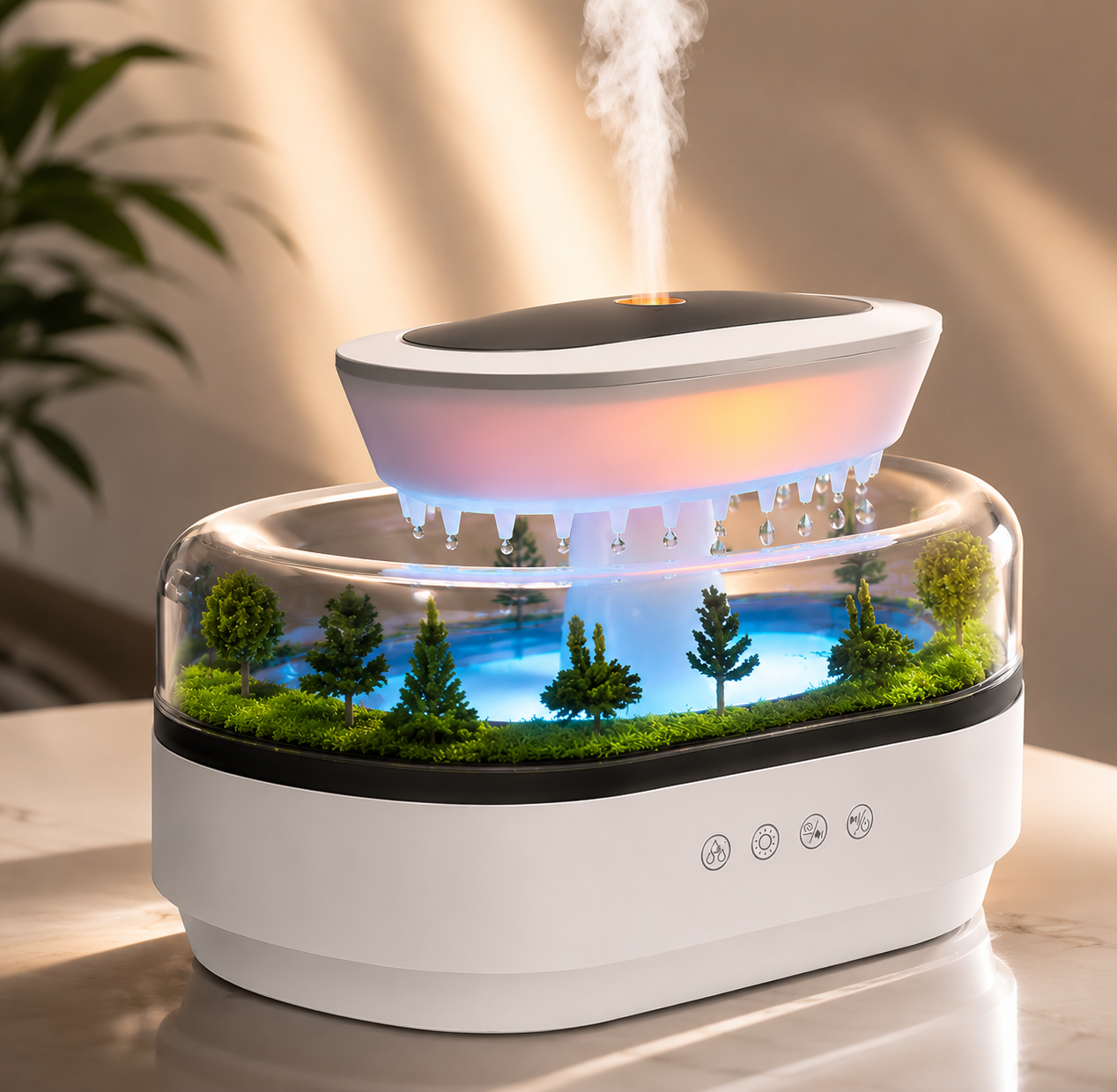 Diffuseur d'arôme Goutte de Pluie 250ml Humidificateur avec Lumière d'Ambiance LED