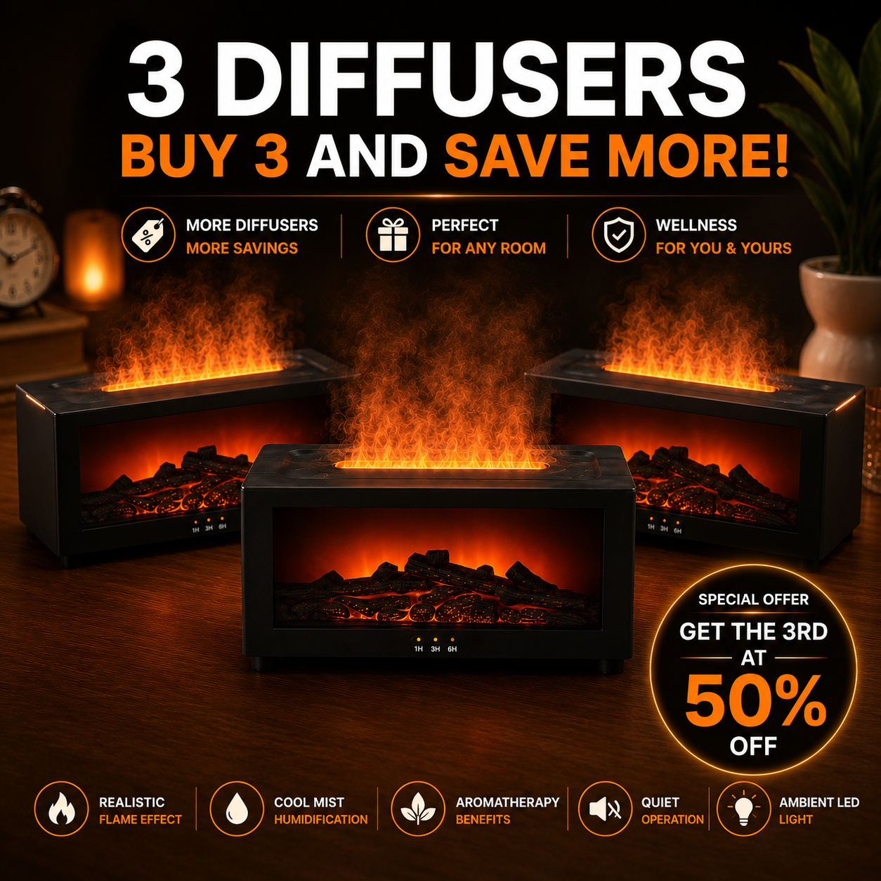 Diffuseur d'arôme flamme et humidificateur d'huiles essentielles Humidificateur d'air à brume fraîche USB avec lumière LED flamme et télécommande pour la maison