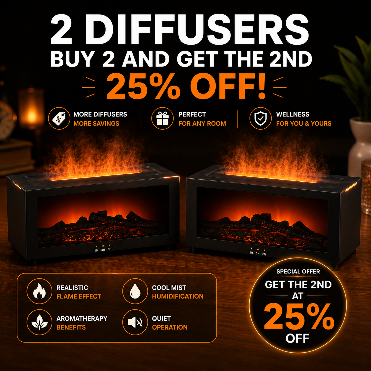 Diffuseur d'arôme flamme et humidificateur d'huiles essentielles Humidificateur d'air à brume fraîche USB avec lumière LED flamme et télécommande pour la maison