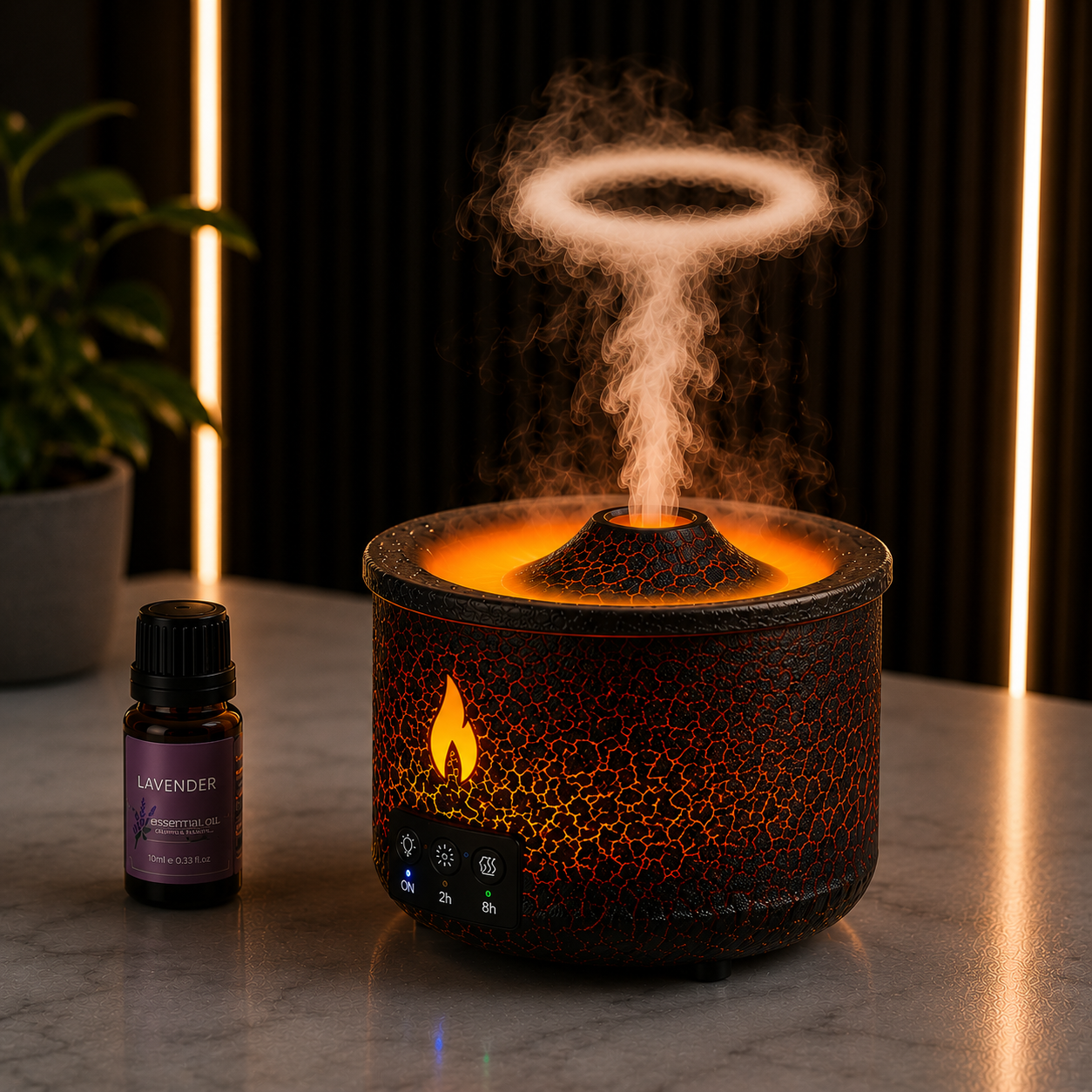 Diffuseur d'arôme flamme volcan 360 ml humidificateur à anneau de fumée