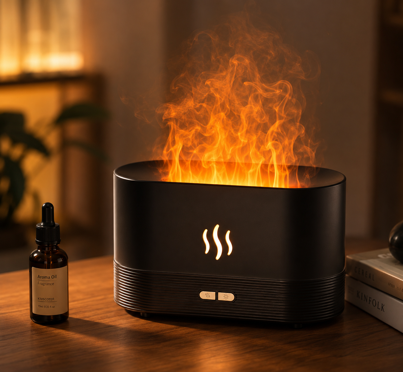 Diffuseur d'arôme USB Flamme Humidificateur de bureau avec lumière 7 couleurs