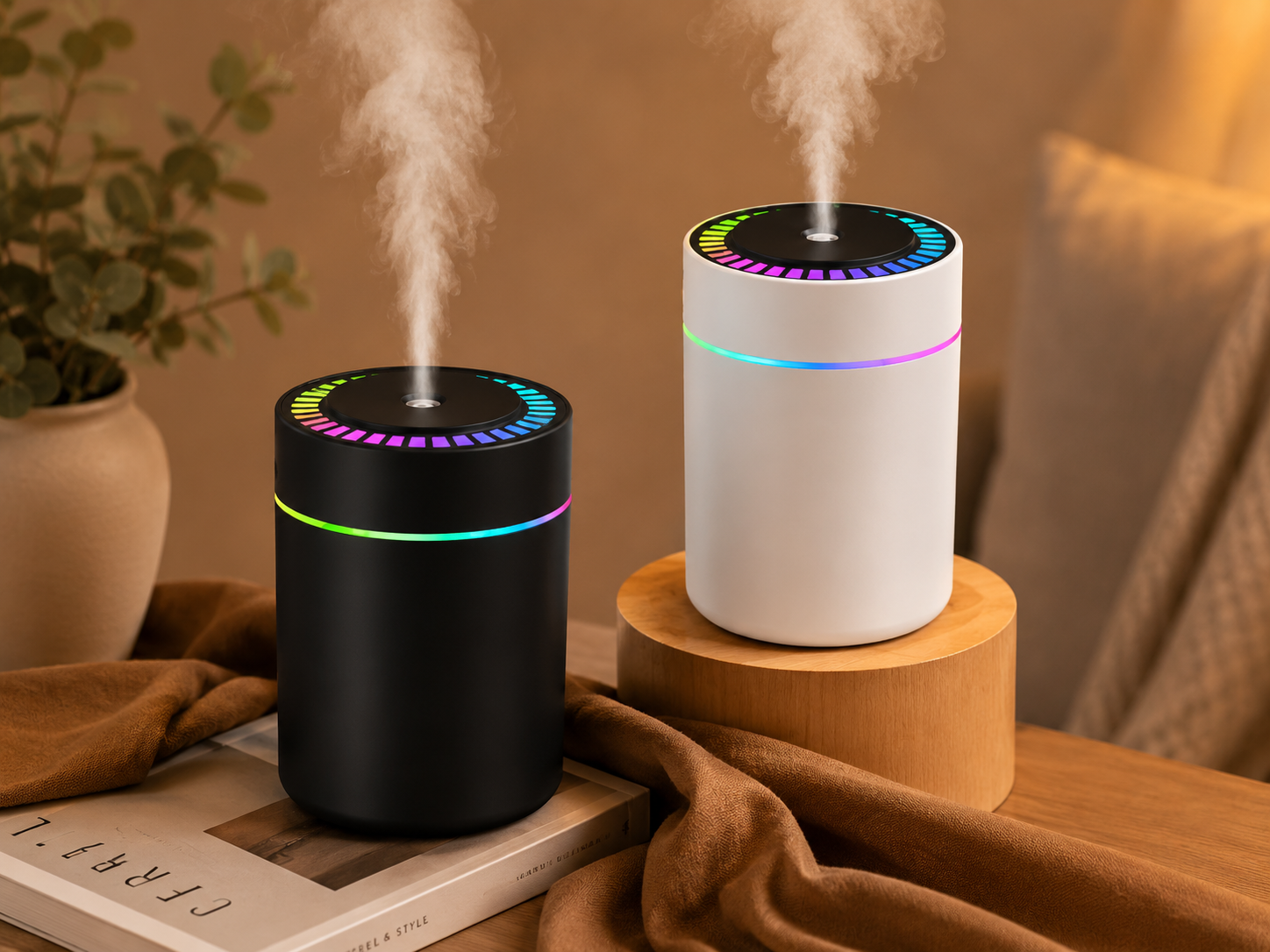 Mini diffuseur d'arômes USB – Humidificateur d'huiles essentielles ultrasonique avec lumière LED